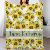 Sunflower Floral Personalized Name Baby Blanket